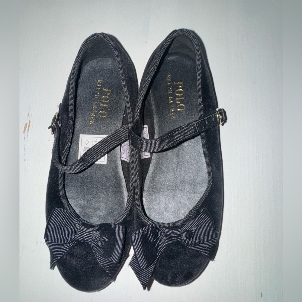 Girls’ Polo black velvet dress shoes